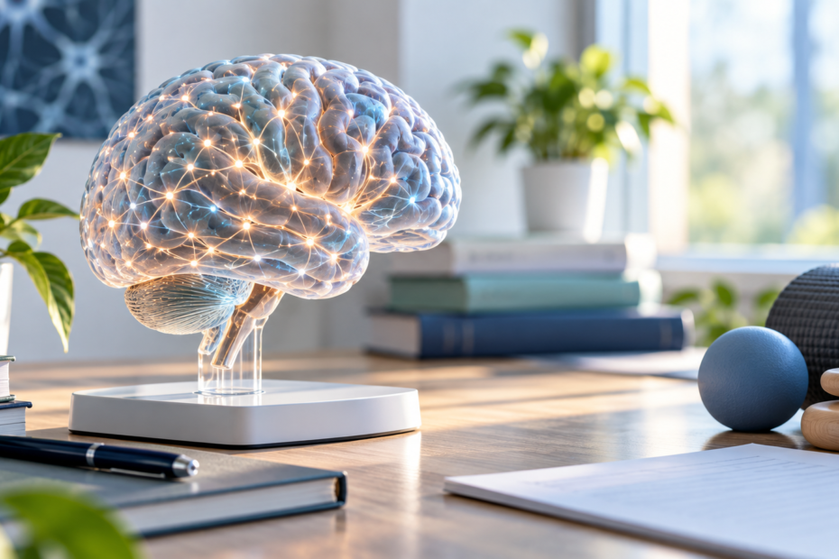 Conceptual brain and neural network image representing neuroplasticity, learning, rehabilitation and neurological wellness